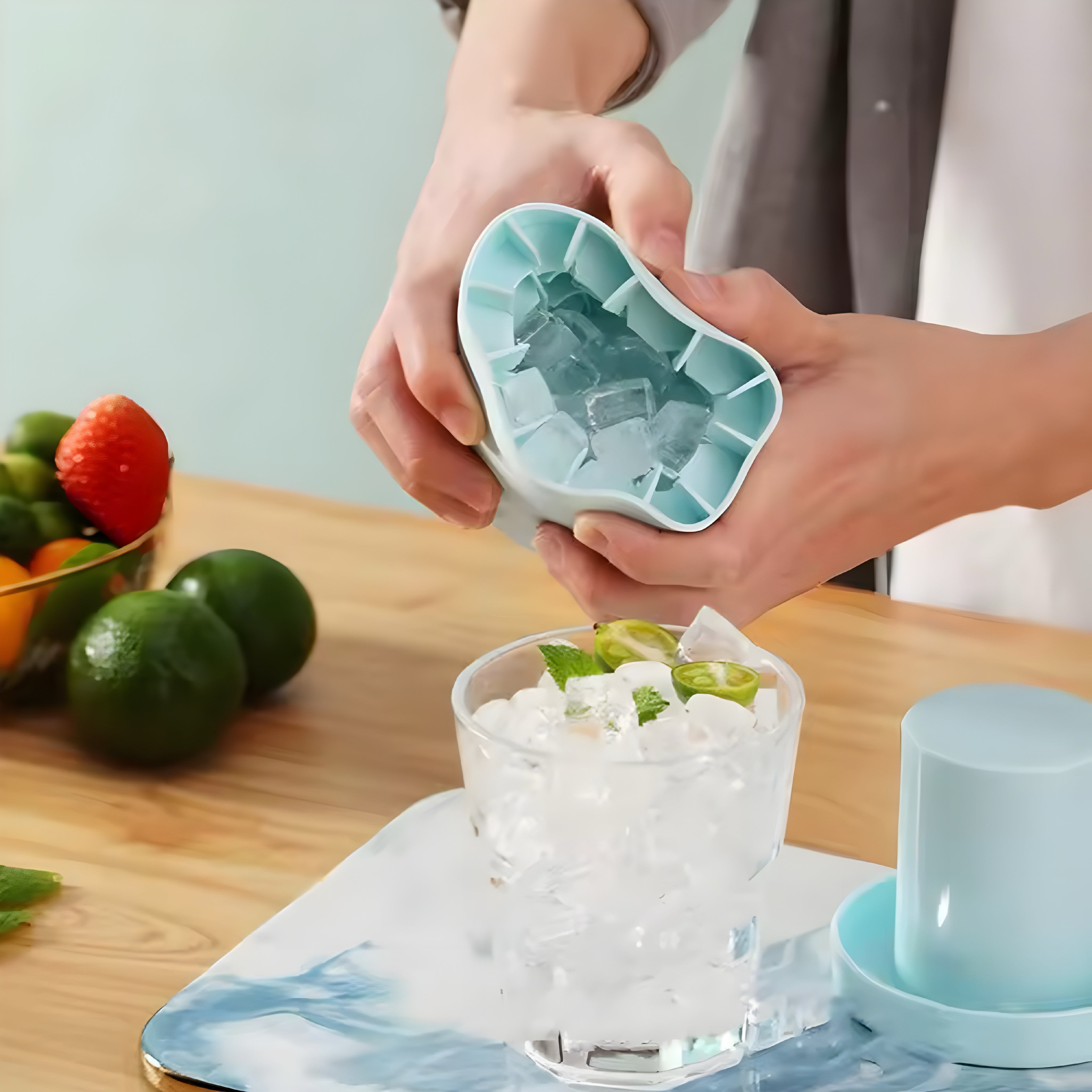 Molde y Cubo de Hielo de Silicona 2 en 1